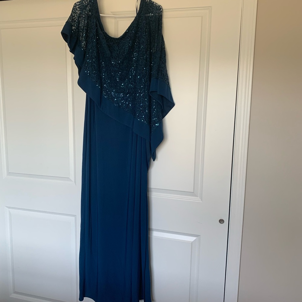 Macy's Elegant Blue Sequin Maxi Dress